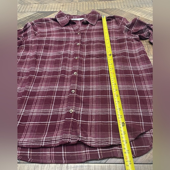 Sonoma Women's Burgundy Plaid Button Down Shirt - Picture 4 of 5